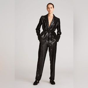 $1,030 Halston Black Sequined “Lucy” Pant Suit Size 0 Sold Out